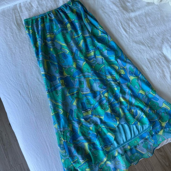 Vintage blue printed midi skirt - Picture 4 of 8